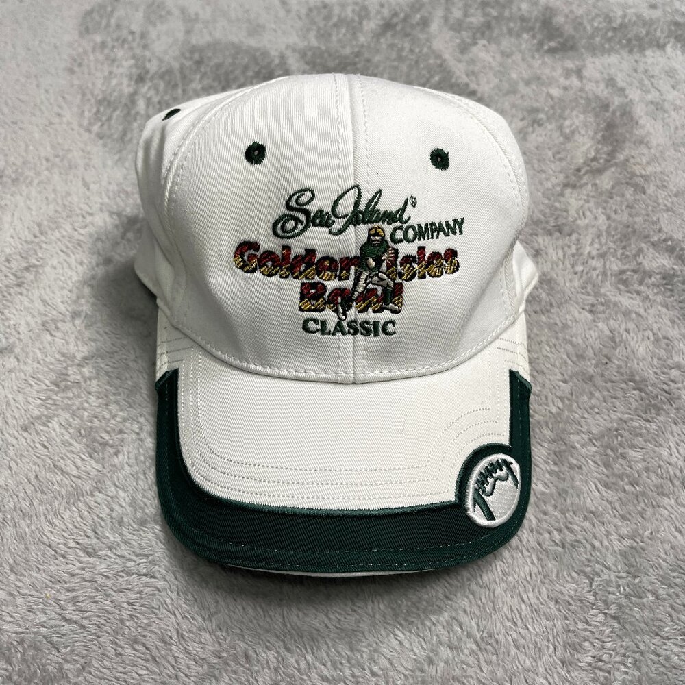 The Game Hat Mens OSFA White Green Sea Island Golden Isles Bowl Classic Cap